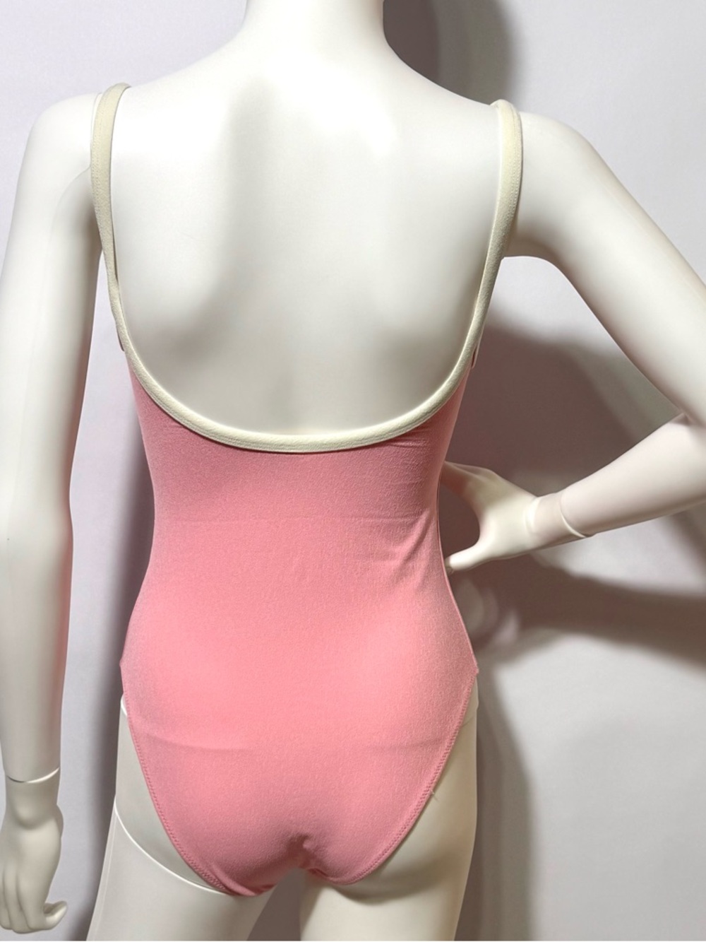Lisa Marie Fernandez Pink One-Shoulder V-Neck One-Piece with White Trim | Size S - Picture 6 of 8